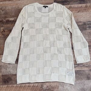 Vans Cream Knit Lily Sweater Check Sweater Dress Large NWT